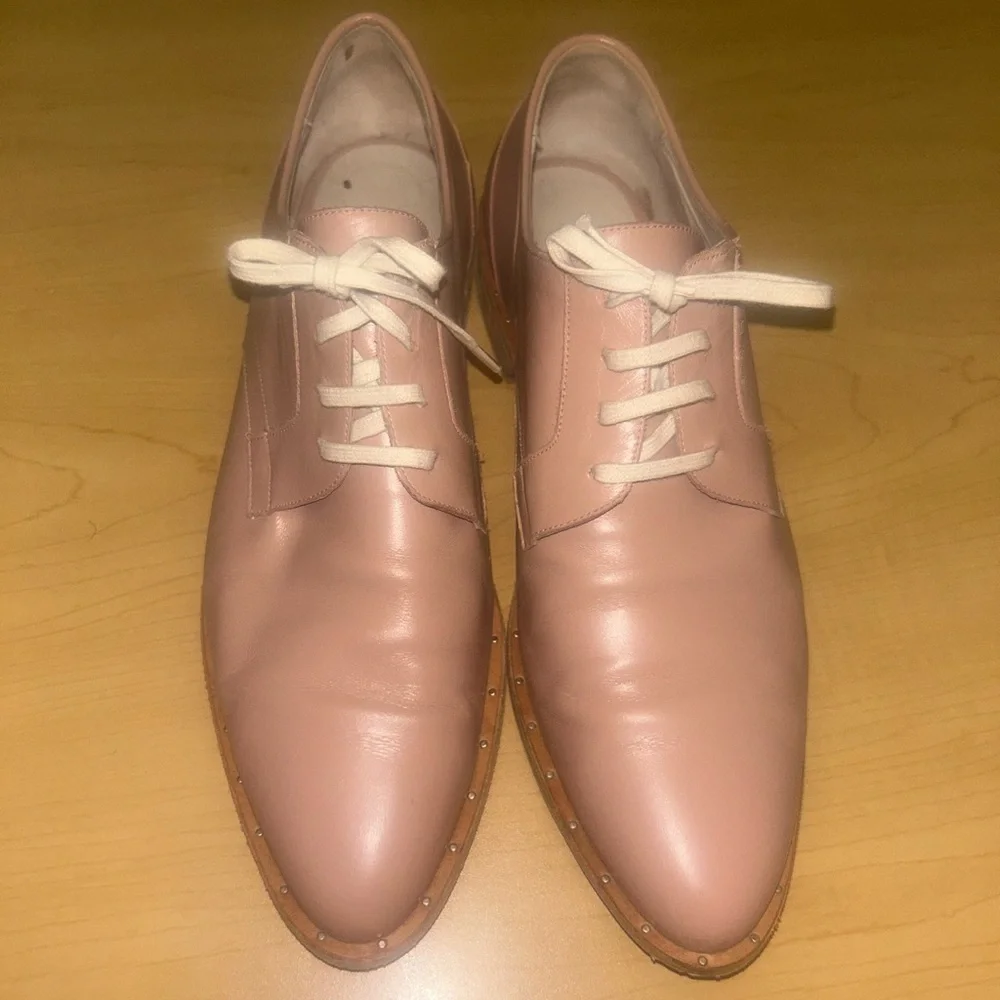 Freda Salvador Shoes Womens Size 8.5 Leather Oxford Flats Lace Up Made In Spain - Picture 1 of 5
